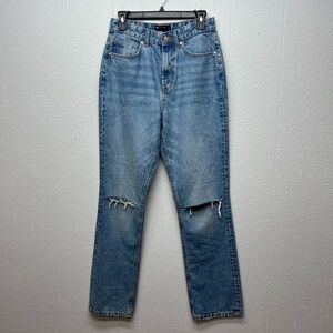 ASOS High Rise Distressed Medium Wash 5-Pocket Cotton Denim Jeans Womens 28/32
